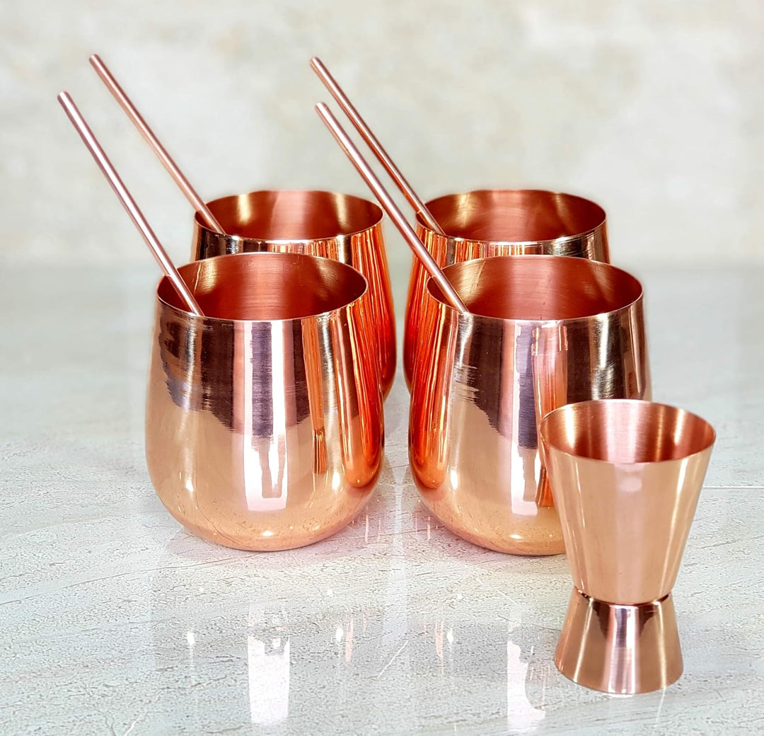 eSplanade Moscow Mule Kupferbecher - Set mit 4-100% handgefertigten - lebensmittelechten reinen Voll