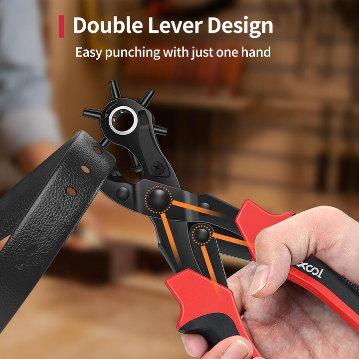 XOOL Lochzange für Leder, Gürtel Lochzange mit Hebelübersetzung, Ermüdungsfreies Arbeiten, Locher, G