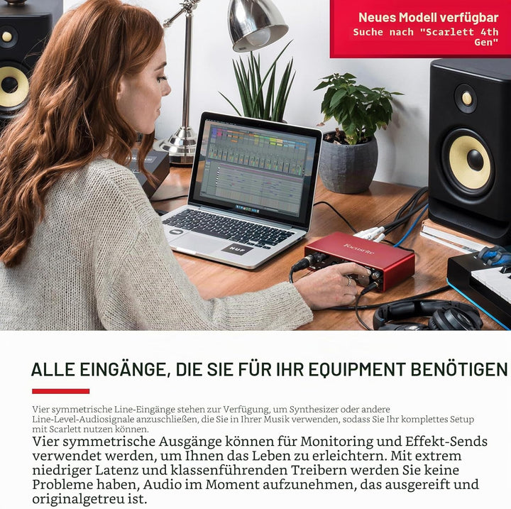 Focusrite Scarlett 4i4 3. Gen USB-Audio-Interface für Aufnahmen, Kompositionen und Streaming — High-