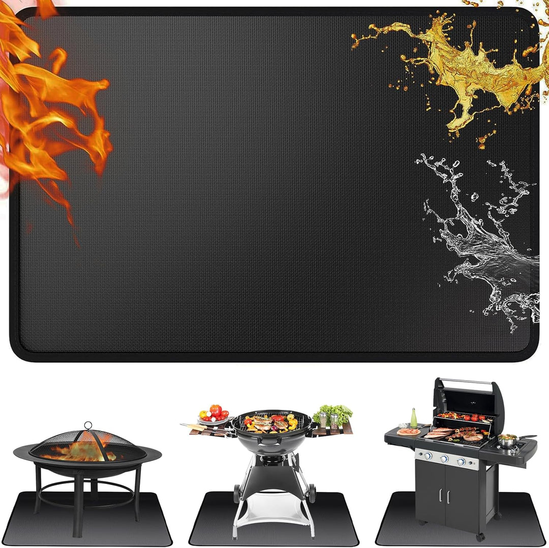 ROCKY&CHAO Feuerfeste Unterlage 127 * 97cm Feuerschutzmatte 3 Schicht Feuerresistent Grillmatte, Gla