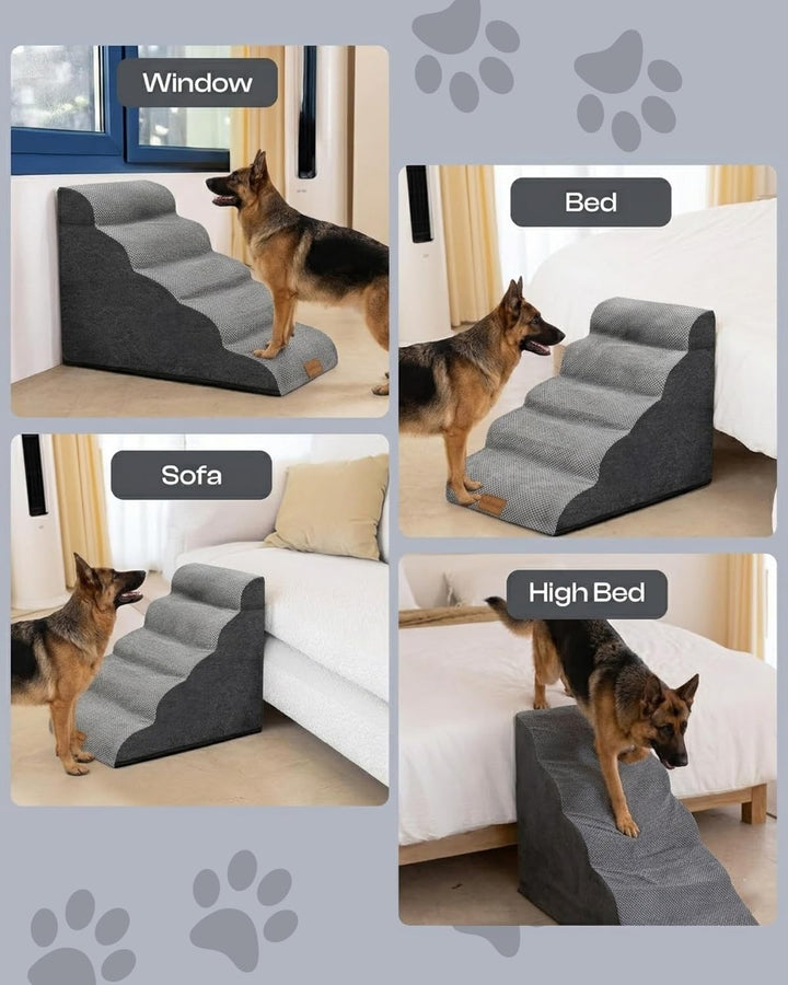 Breiter Hundetreppe 5 Stufen 62cm hoch für Kleine Hunde, Hochdichtem Schaumstoff Haustiertreppe, Was