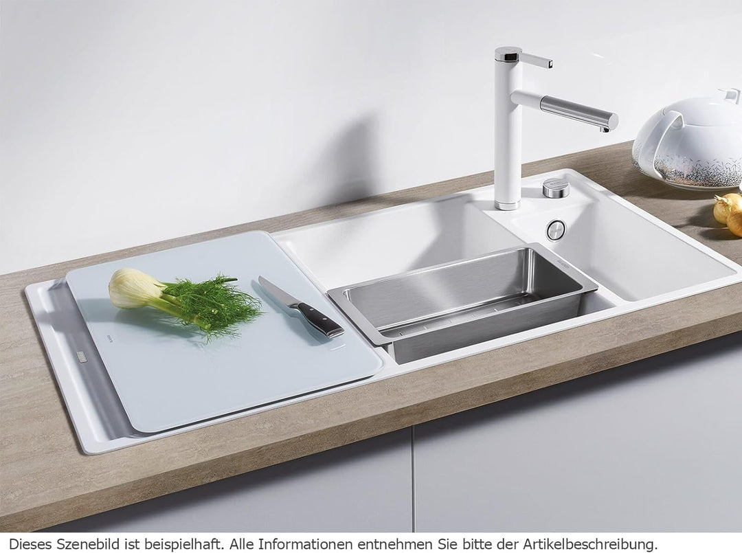 BLANCO AXIA III 6 S | SILGRANIT cafe | Einbauart: Einbau von Oben | Hauptbecken links | mit Holzschn