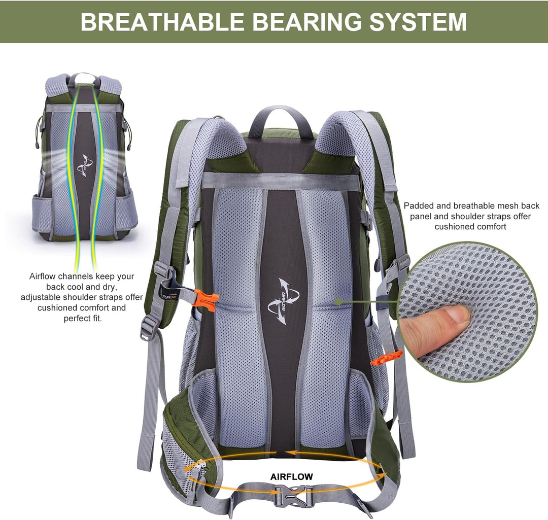 MOUNTAINTOP 40L Wanderrucksack Herren Damen Trekkingrucksack Outdoor Rucksäcke mit Regenhülle für Ca