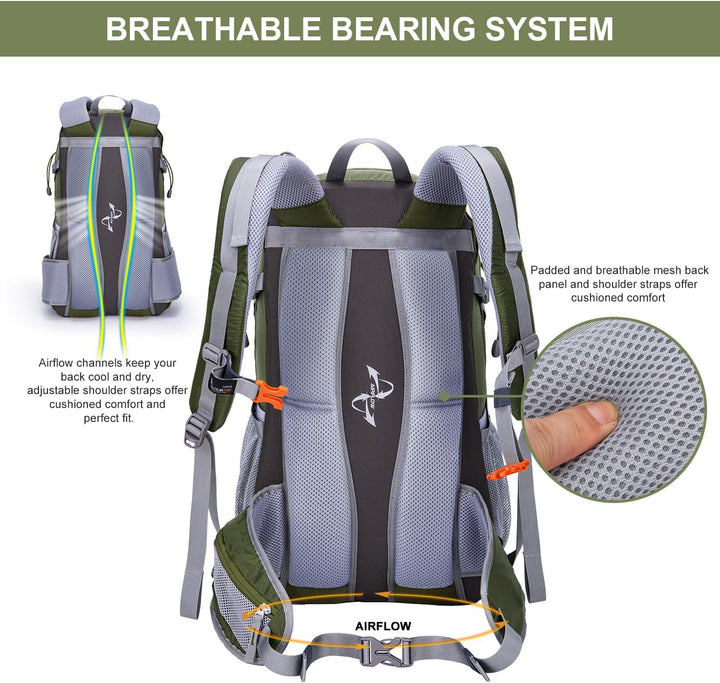 MOUNTAINTOP 40L Wanderrucksack Herren Damen Trekkingrucksack Outdoor Rucksäcke mit Regenhülle für Ca