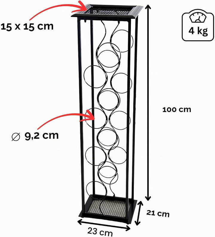 DanDiBo Weinregal Metall Schwarz Stehend Flaschenregal 100 cm Oktave Modern Wine Rack Weinständer We
