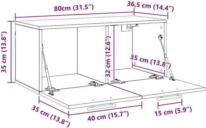 vidaXL Wandschrank Wandmontiert Schwarz Eichen-Optik 80 x 36.5 x 35 cm, Grosszügiger Stauraum, moder