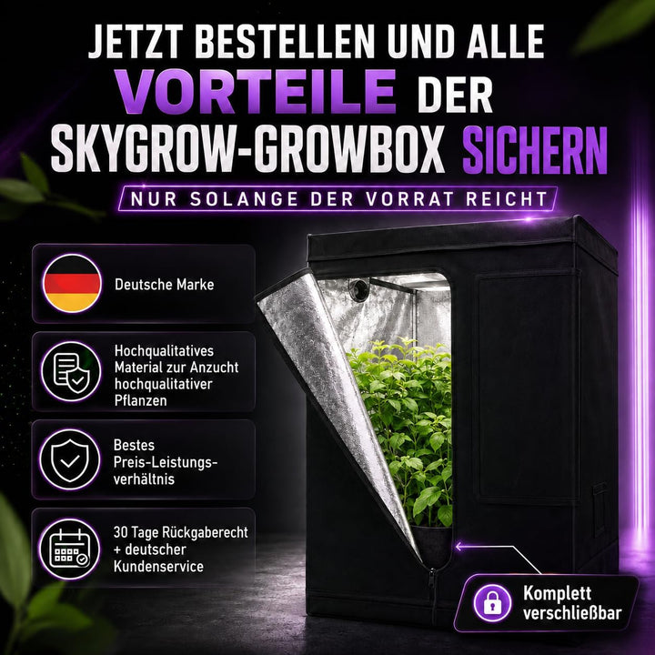 Growzelt/Grow-Gewächshaus-Box 80x80x160 | Stabiles Stahlgerüst, Hoher Reflexionsgrad, Feste Lichtdic