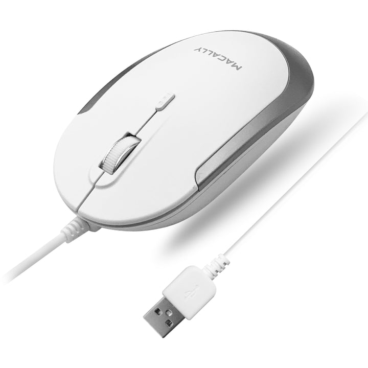Macally Leise kabelgebundene Maus – schlanke und kompakte USB-Maus für Apple Mac oder Windows PC Lap