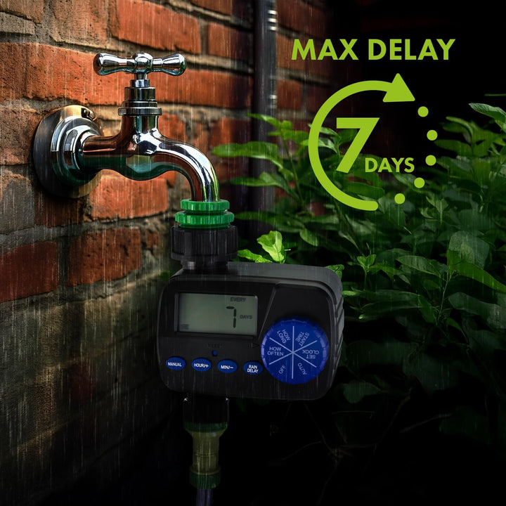 Green Blue Digital Bewässerungssteuergerät mit Display | Elektronischer Bewässerungstimer mit IP55 S
