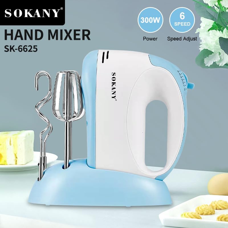 SOKANY 300W Handmixer Handrührgerät - 5 Stufen & Turbo & Auswurf-Funktion I Hand Mixer Handrührer Rü