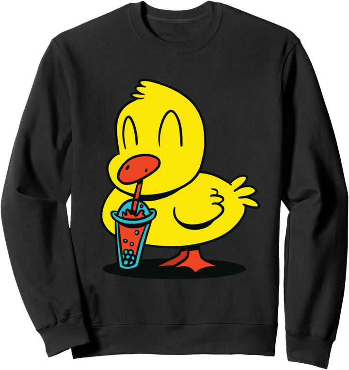 Gelbe Ente schlürft Tee Tier Sweatshirt
