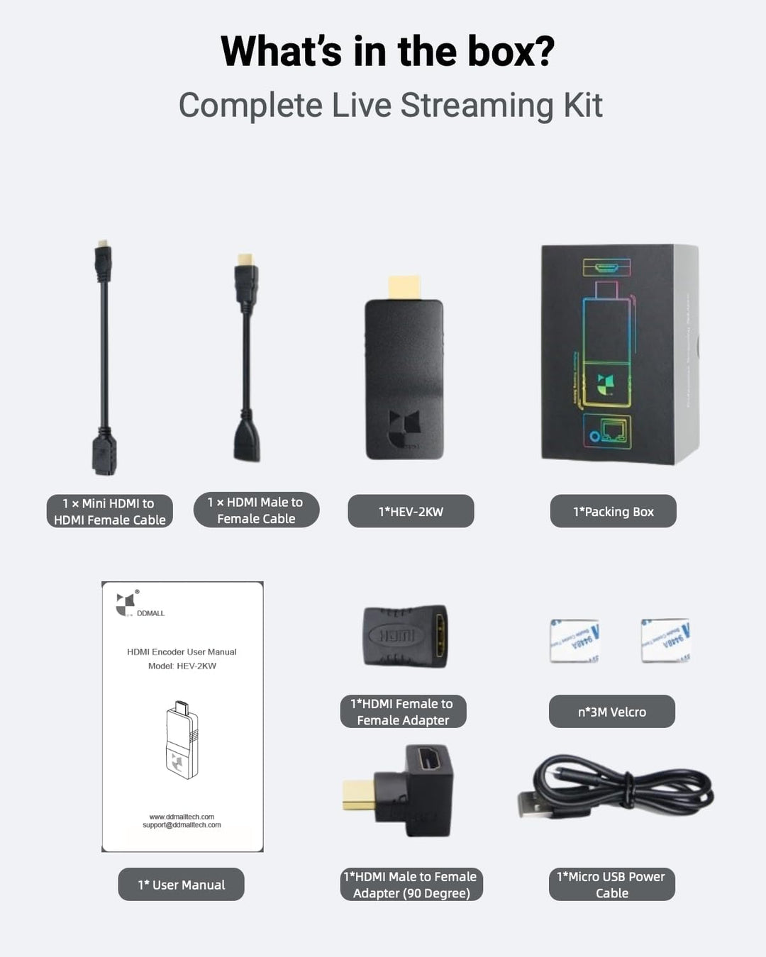 DDMALL Wireless Streaming Encoder, H.265 H.264 HDMI Live-Video-Encoder, Streamen von 1080p auf Faceb