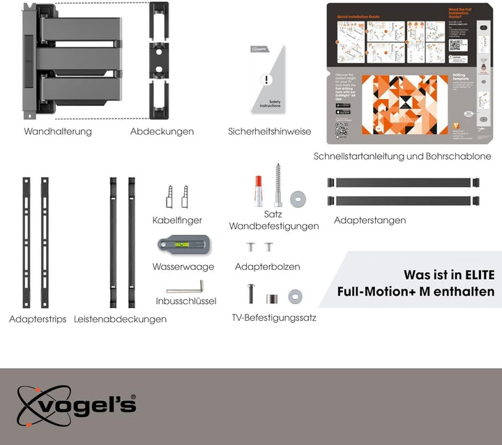 Vogel's Elite TVM 5445 Ultradünne Schwenkbare Premium TV-Wandhalterung für 32-65 Zoll Fernseher | Bi