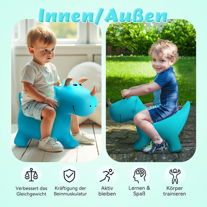 U&C Planet Hüpftier Dinosaurier Hopper Animal Hopper Ride-On für Kinder 1-6, Hochwertiges PVC, trägt