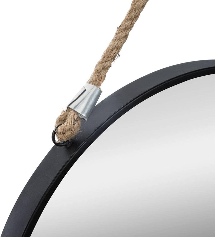 Hängespiegel Seil schwarz D 55 cm - Weiss - Atmosphera créateur d'intérieur