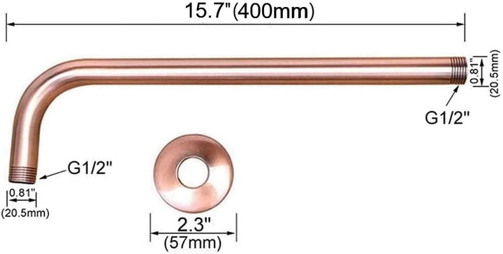 FUYIOCN 400mm Messing Brausearm Duscharm aus Kupfer 1/2 zoll Wandarm fur Duschkopf Regenduschkopf, D