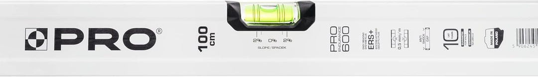 PRO600 Wasserwaage 100cm mit 2% Gefälle - Ergonomischen Profil und ERS+ (Easy Reading System) Präzis
