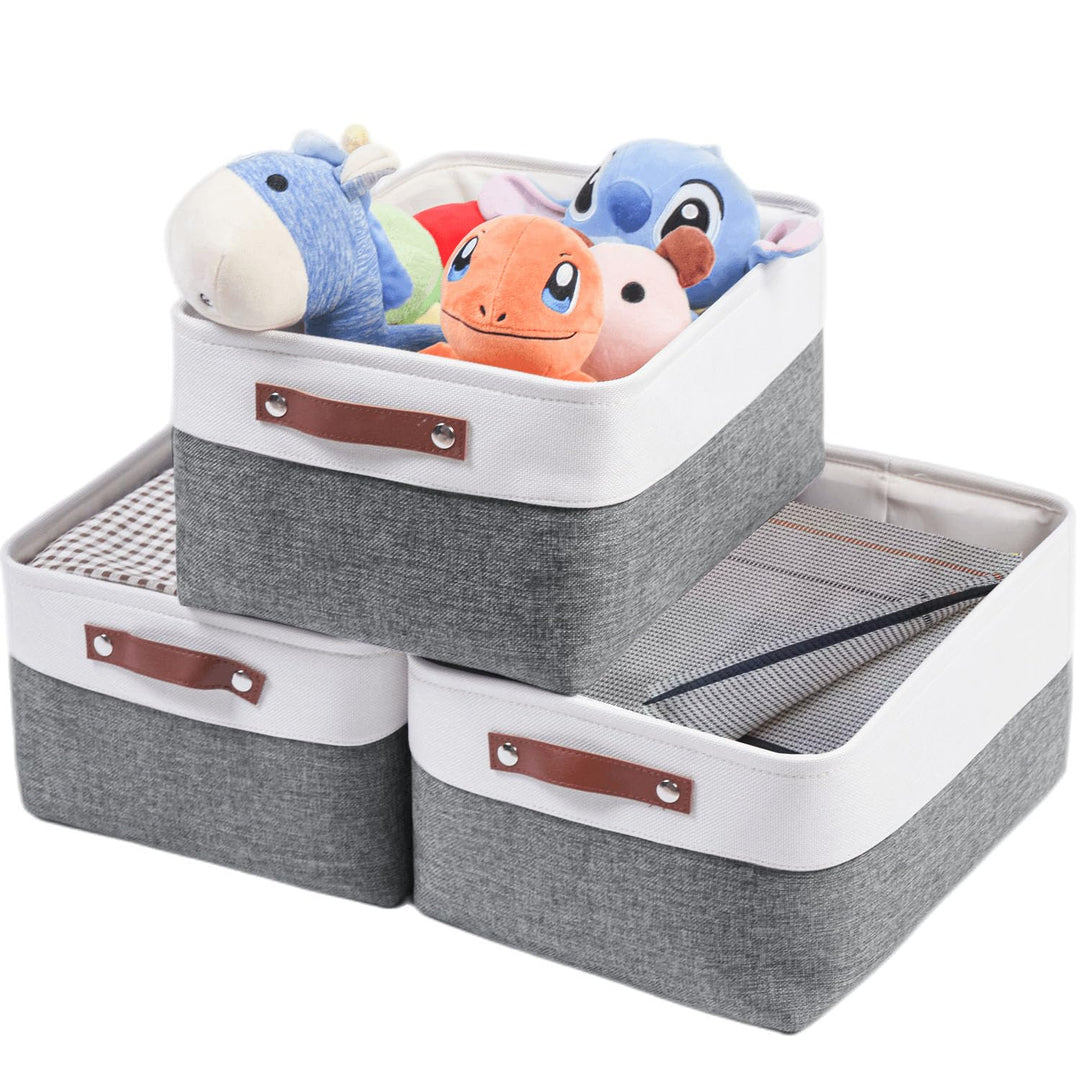 Mangata Aufbewahrungsboxen aus gewebtem Stoff, Segeltuch Organizer 3er-Set für Kleidung, Spielzeug,