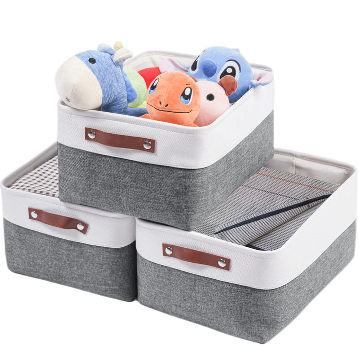 Mangata Aufbewahrungsboxen aus gewebtem Stoff, Segeltuch Organizer 3er-Set für Kleidung, Spielzeug,