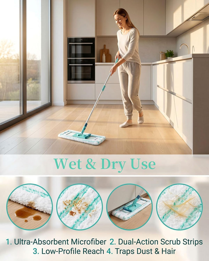 Yikki Bodenwischer Ersatzbezug für Leifheit Profi XL Micro Duo/Cotton Plus | 4 Stück Mikrofaser Ersa
