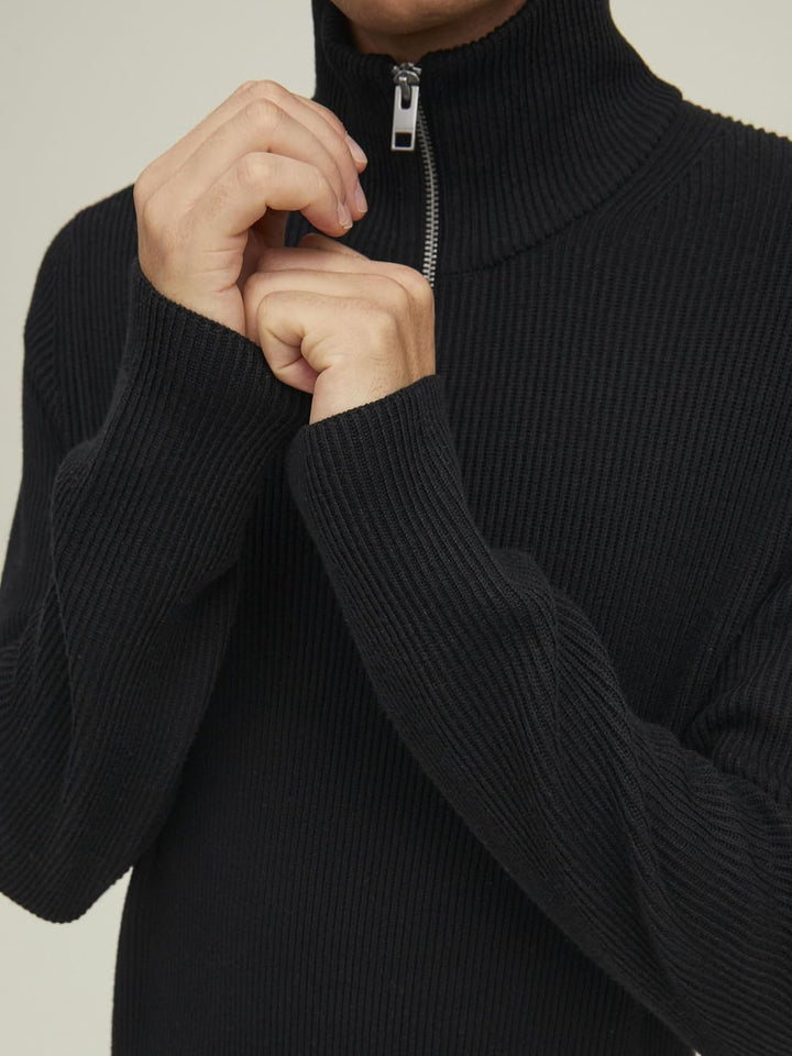 JACK & JONES Herren Jprperfect Knit Half Zip Sn Pullover Sweater L Schwarz, L Schwarz