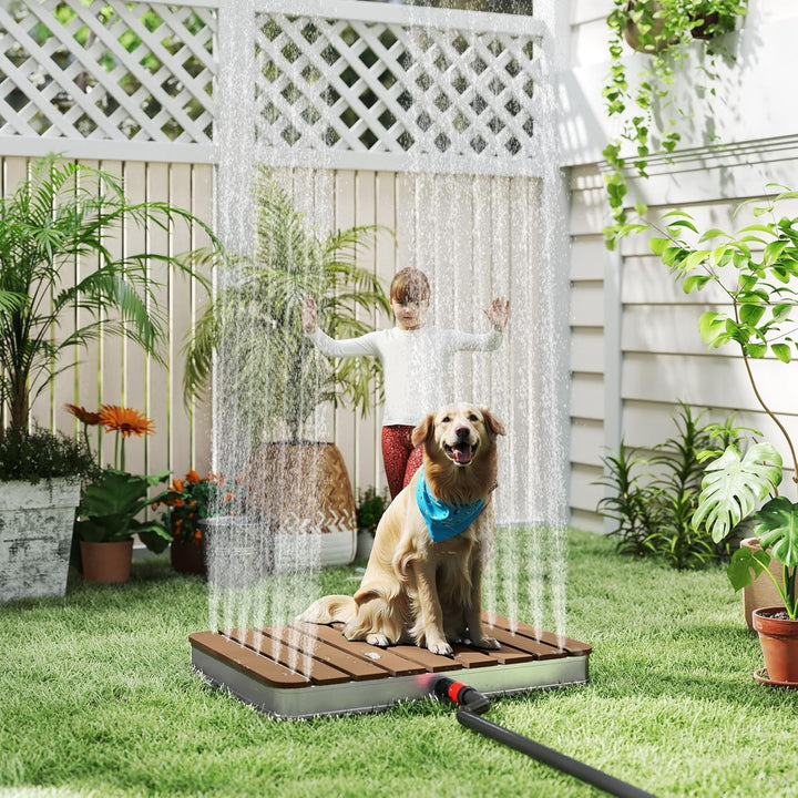 XMTECH WPC Gartendusche Bodendusche rutschfeste Aussendusche Campingdusche Aussendusche Saunadusche