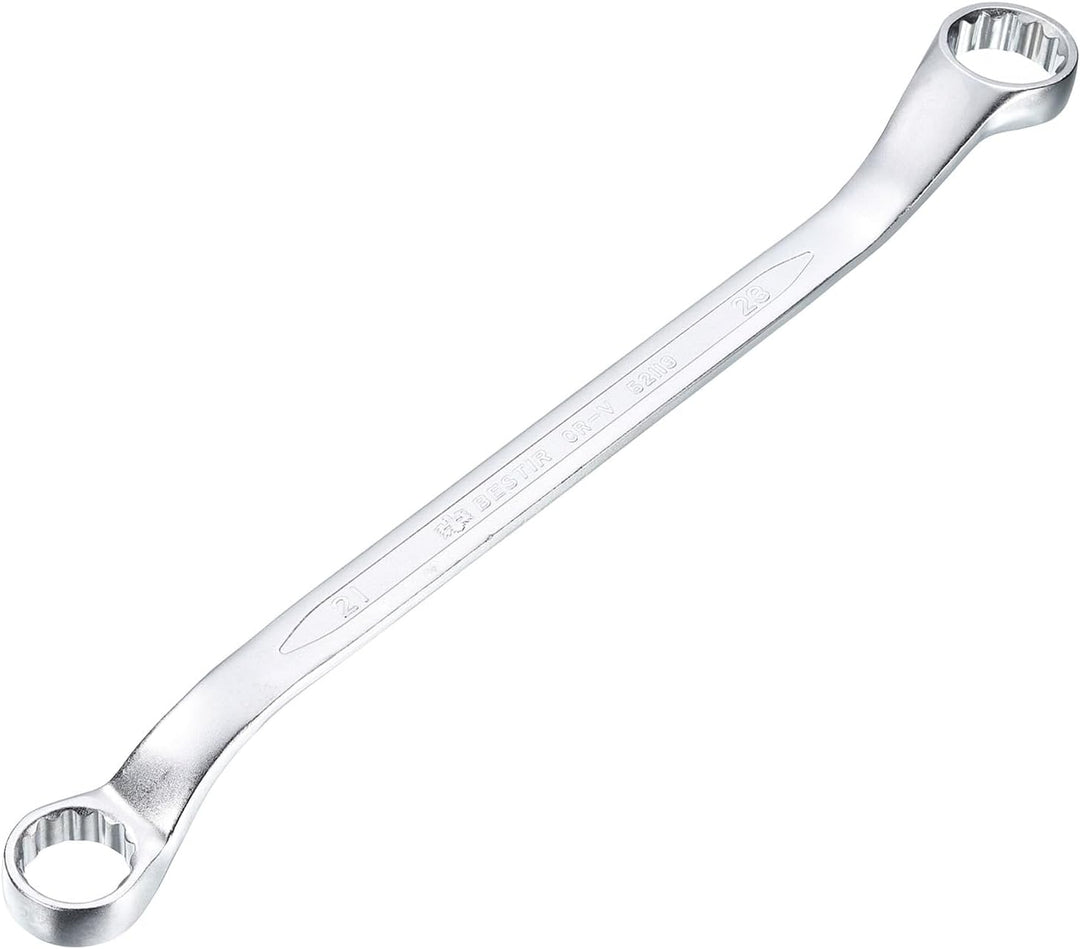 QUARKZMAN 45 Grad Offset Doppel-Ringschlüssel 21 mm x 23 mm, 12-Punkt-Metrischer CR-V-Doppelringschl