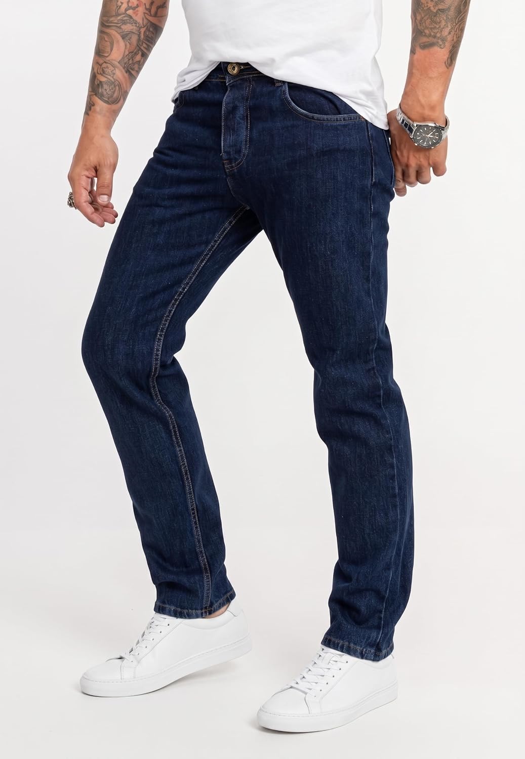 Rock Creek Herren Jeans Hose Denim Blau Straight-Cut Gerades Bein RC-2091 29W / 30L Dunkelblau - Rc-