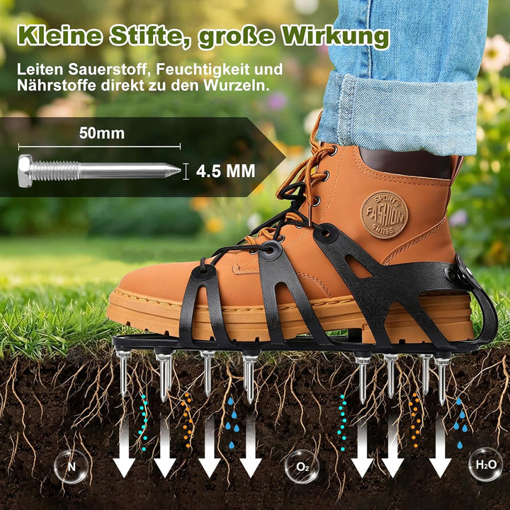 Nagelschuhe Rasen, Rasenlüfter Schuhe + Rasenschuhe Belüftung mit 22 Stahlspikes – Luftungsschuhe Mi