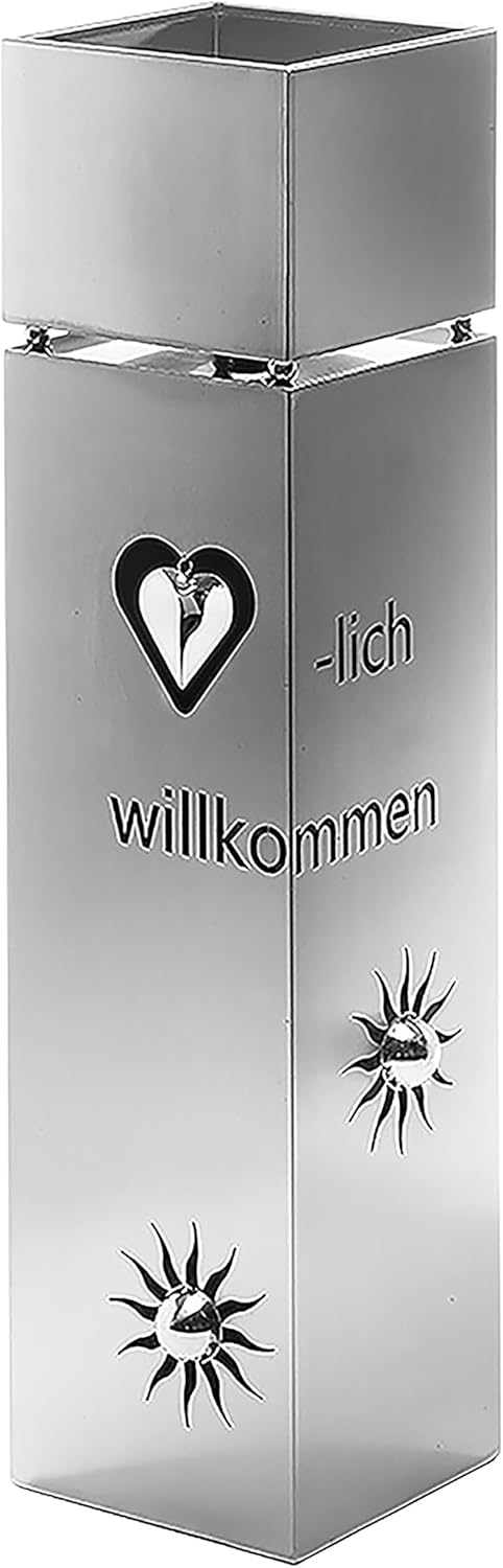 Pflanzsäule Gartensäule Blumensäule Dekosäule mit Schale -Herz- Edelstahl 100 cm Silber, Silber