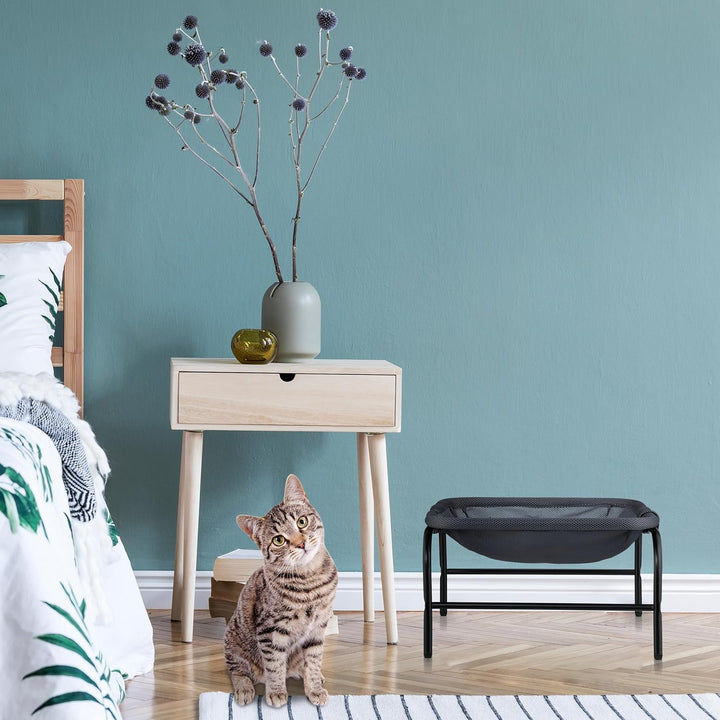 Relaxdays Katzenhängematte, stehend, erhöhter Katzenhängesessel, HBT: 27x45x45 cm, Katzenbett mit St