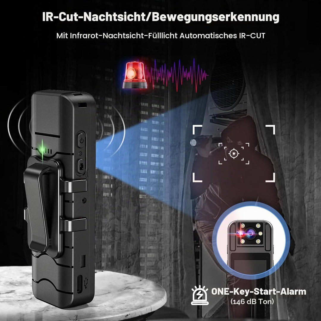 4K Körperkamera mit Audio- und Videoaufnahme, WiFi Modus, Mini-Polizei, tragbar, klein, persönlicher