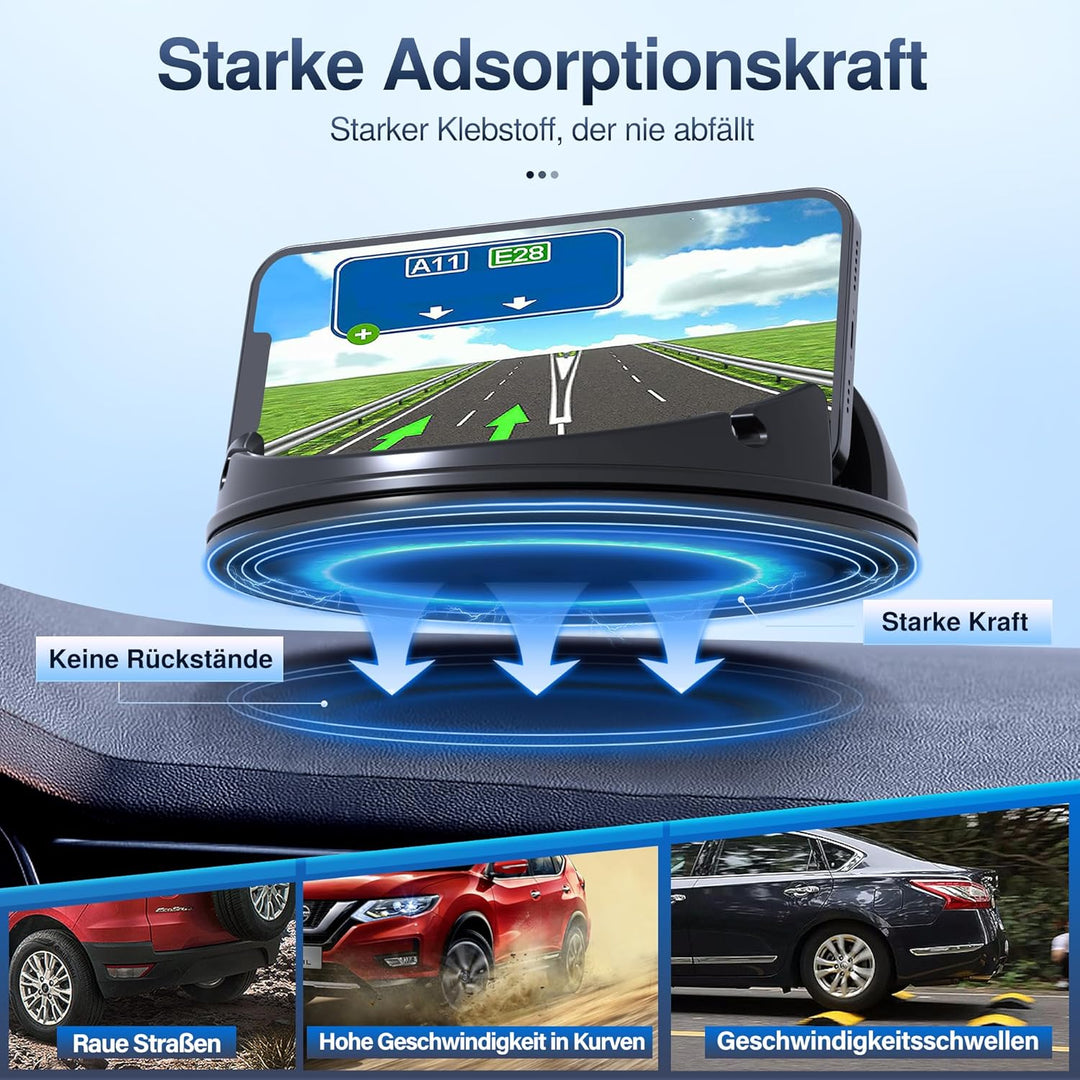 Cinati Handyhalter fürs Auto, [horizontal um 360° drehbar] Silikon-Handyhalterung für das Armaturenb