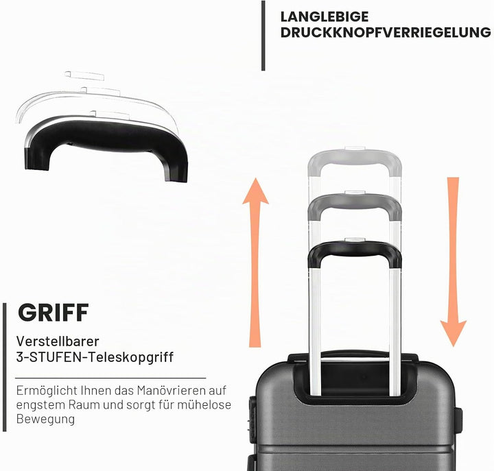 KONO Reisekoffer Handgepäck Koffer mit Rollen Hartschale Trolley 55x38x22cm 33 Liter Leichtgewicht A