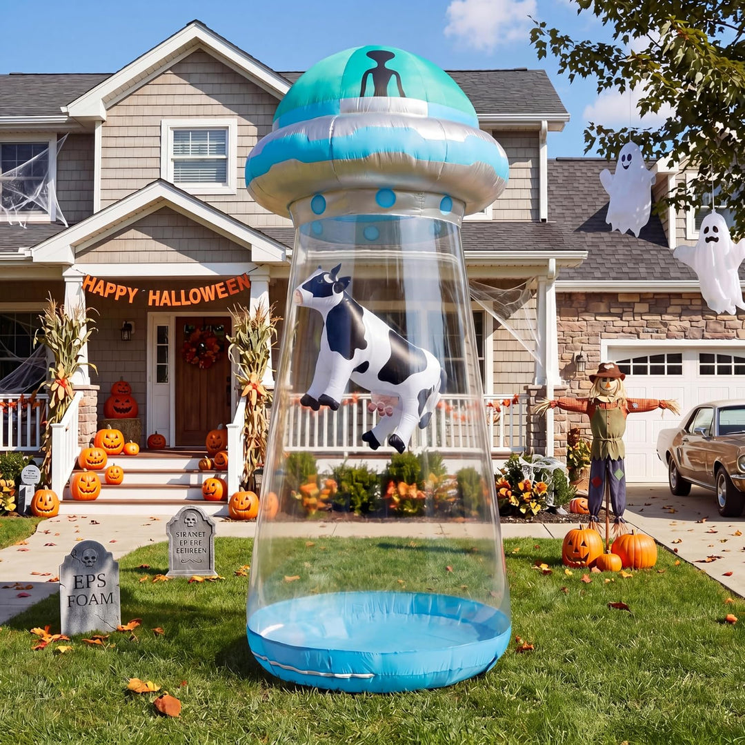 Joiedomi 2,7 m Aufblasbare Outdoor-Dekoration für Halloween, UFO-Dekor Mit LEDs für Hofdekoration Au
