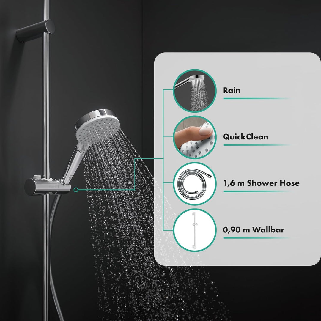 hansgrohe Crometta Duschset 0,90m, Weiss/Chrom Weiss/Chrom 0,90m Set 1 Strahlart, Weiss/Chrom 0,90m