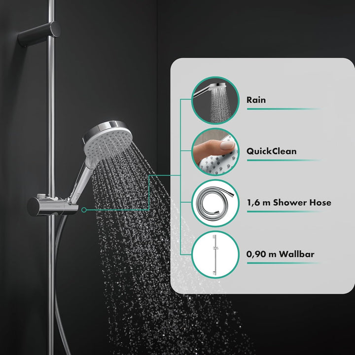 hansgrohe Crometta Duschset 0,90m, Weiss/Chrom Weiss/Chrom 0,90m Set 1 Strahlart, Weiss/Chrom 0,90m