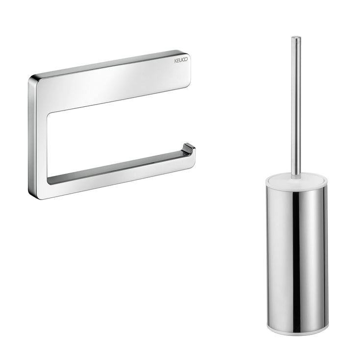 KEUCO Moll Set aus Toilettenpapierhalter und WC-Bürstengarnitur, Metall verchromt, Made in Germany,