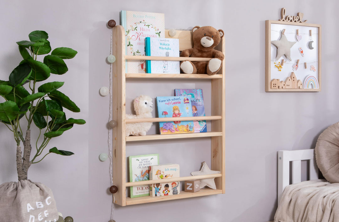 TiCAA Kinder Bücherregal Toni 55x80 & 60x130 Natur 55x80, Natur 55x80
