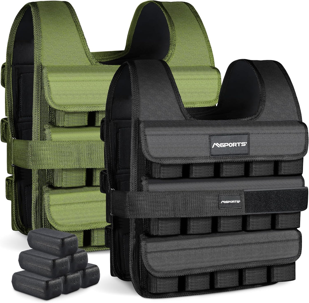 MSPORTS Gewichtsweste Premium Verstellbar von 5 kg - 30 kg Weight Vest | Laufweste Damen Herren | Fi