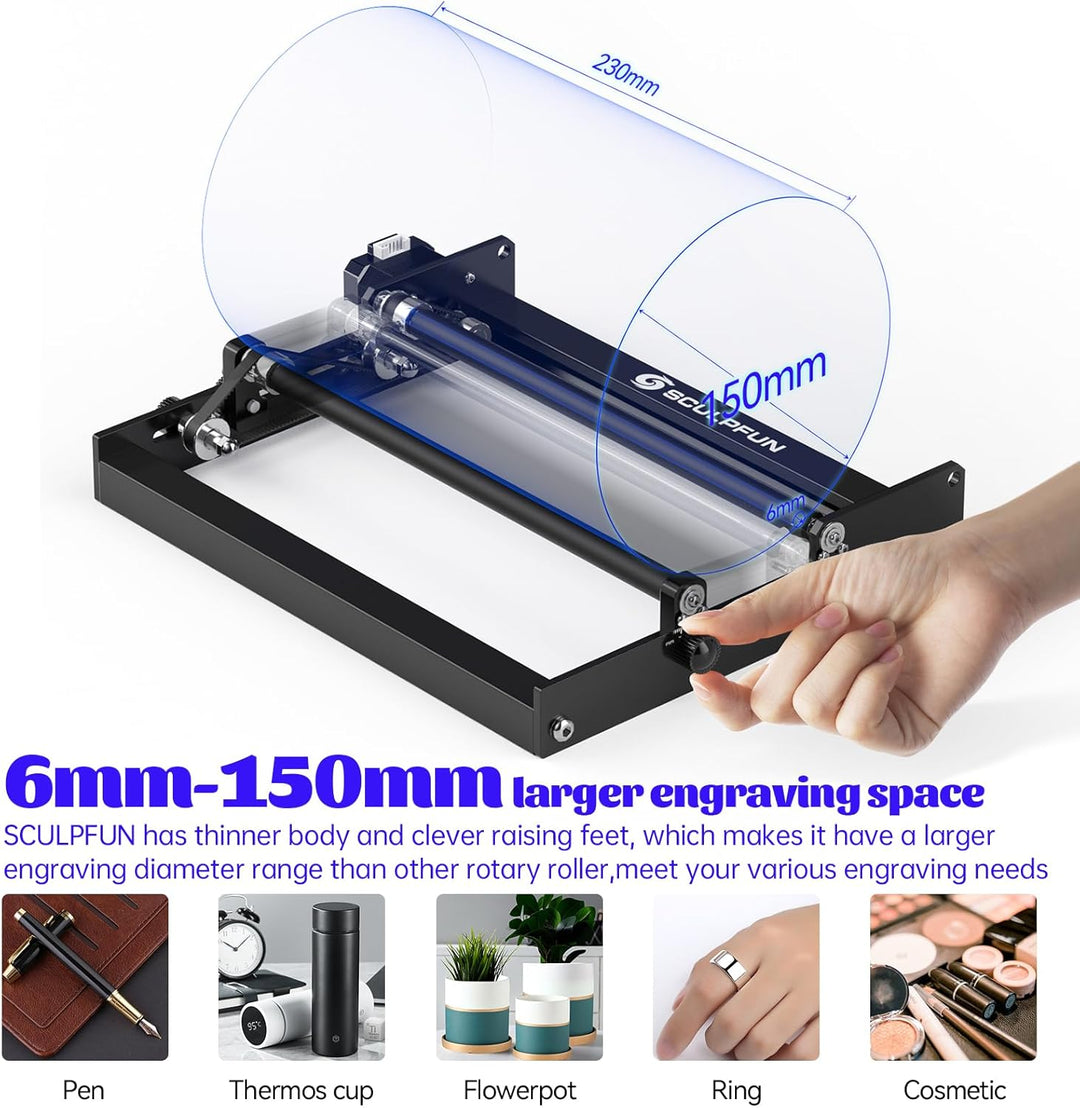 SCULPFUN Laser-Rotationswalze, Lasergravierer Y-Achsen-Rotationswalze mit 360°-Rotation zum Lasergra