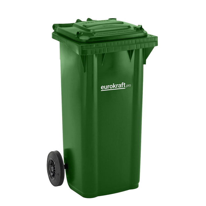 eurokraft | Mülltonne aus Kunststoff DIN EN 840 | Volumen 120 l | BxHxT 505 x 1005 x 555 mm | grün