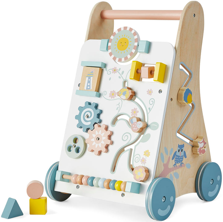 Bayer Chic 2000 - Lauflernwagen aus Holz, bunt, Lauflernhilfe, mit Motorikspielzeug, mit gummierten