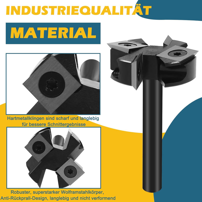 Planfräser 8 mm Schaft, Fräser mit 38,1 mm Durchmesser, für Fräser, mit Wendeplatte, Wellenplatte 4