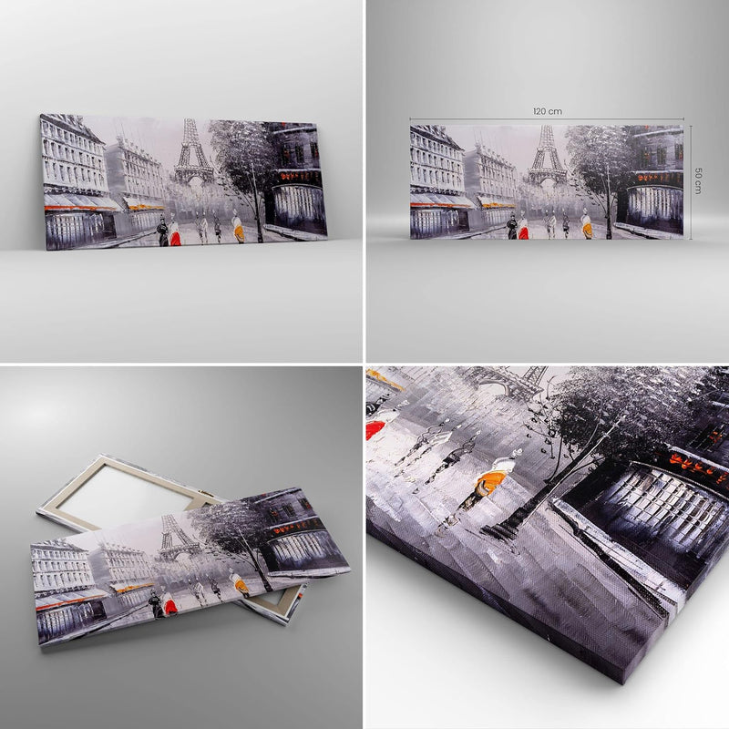 Wandbilder Dekoration Wohnzimmer Architektur Paris Eiffle Frankreich Bilder auf Leinwand 120x50cm Le