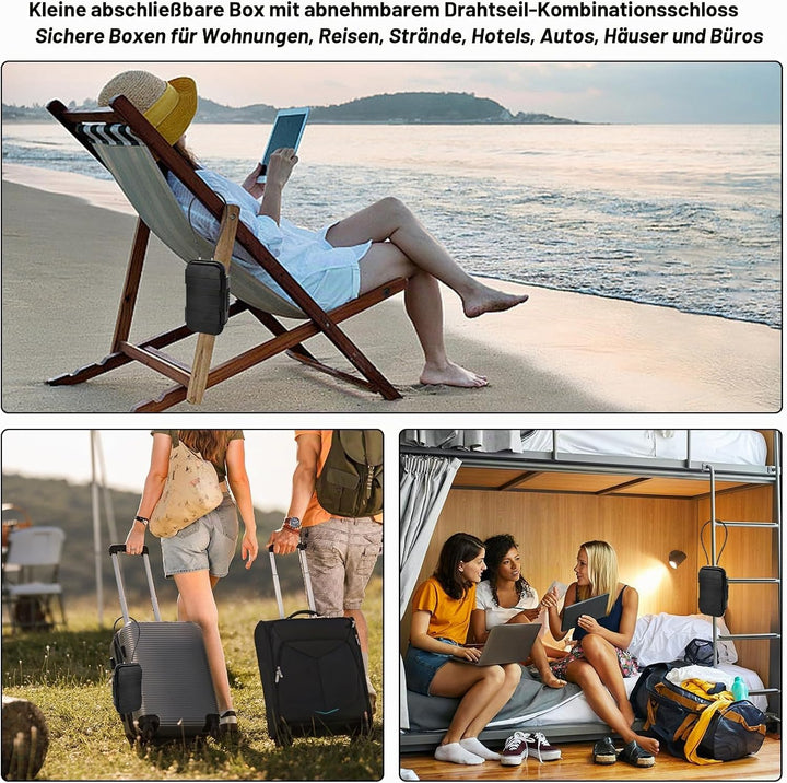 Tragbarer Tresor, Wasserdicht Sicherheitsbox Outdoor mit 4 Stellig Kombination Zahlencode &amp; Abnehmba