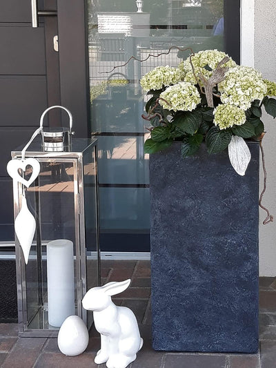 Pflanzwerk® Pflanzkübel Bodenvase Fiberglas Conic Lava ANTHRAZIT 80x40x40cm *Frostbeständige Blumenk