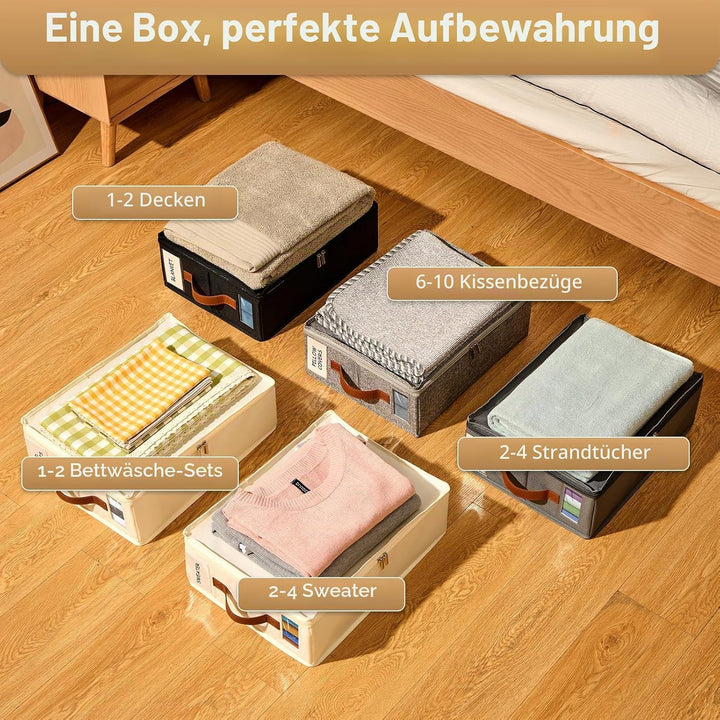 Bettlaken-Organizer und Aufbewahrung, faltbarer Bettlaken-Organizer mit Etikett, Griff und Fenster,
