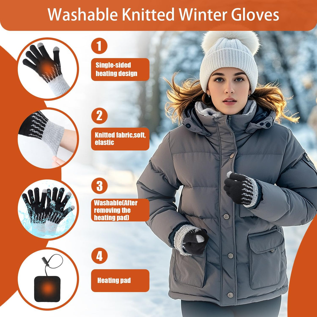 USB Beheizte Handschuhe für Männer Frauen, Winter Hände Warm Handschuh Vollhände Touchscreen Laptop
