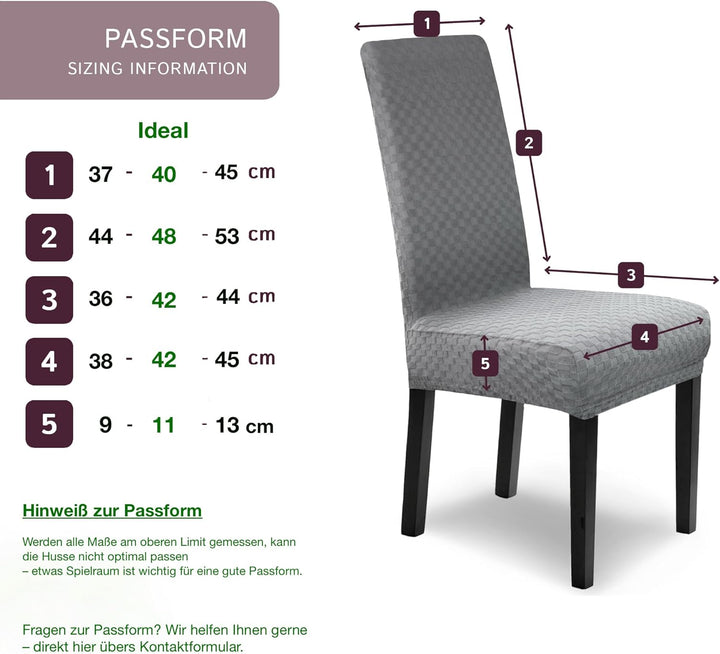 SCHEFFLER-Home Stuhlhussen Stretch Emil/Stretch Stuhlhussen Grau 4er Set/elastische Stuhlabdeckungen